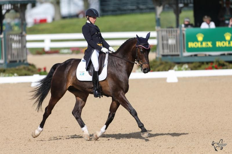 Elisabeth Halliday-Sharp rode Fernhill By Night to second place in the first day's dressage at the Rolex Kentucky. (Ben Radvanyi photo) 
